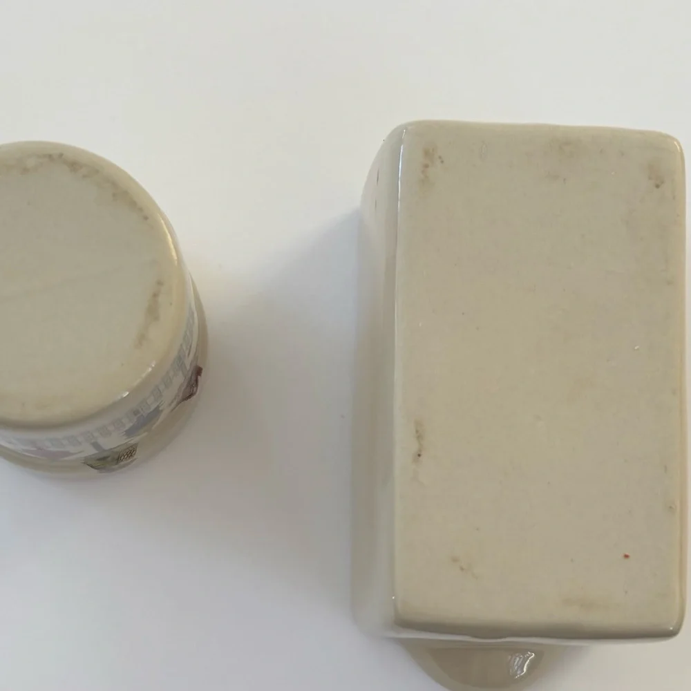 VTG Shaker & Thangs Pottery Birdhouse Collection Toothpick Crock Sugar Pack Tub